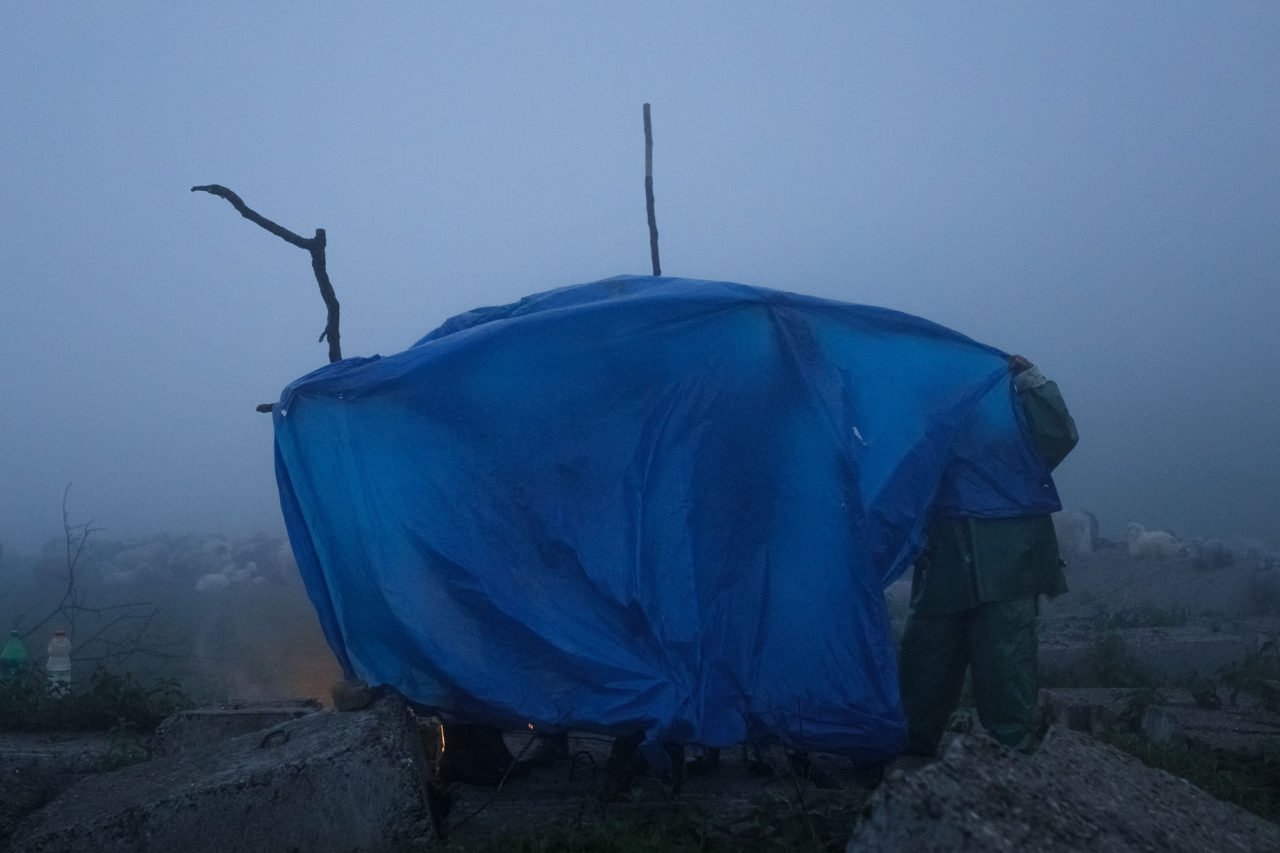 Wegen des Regens wird im Zelt zu Abend gegessen / Foto © Jewgenija Shulanowa