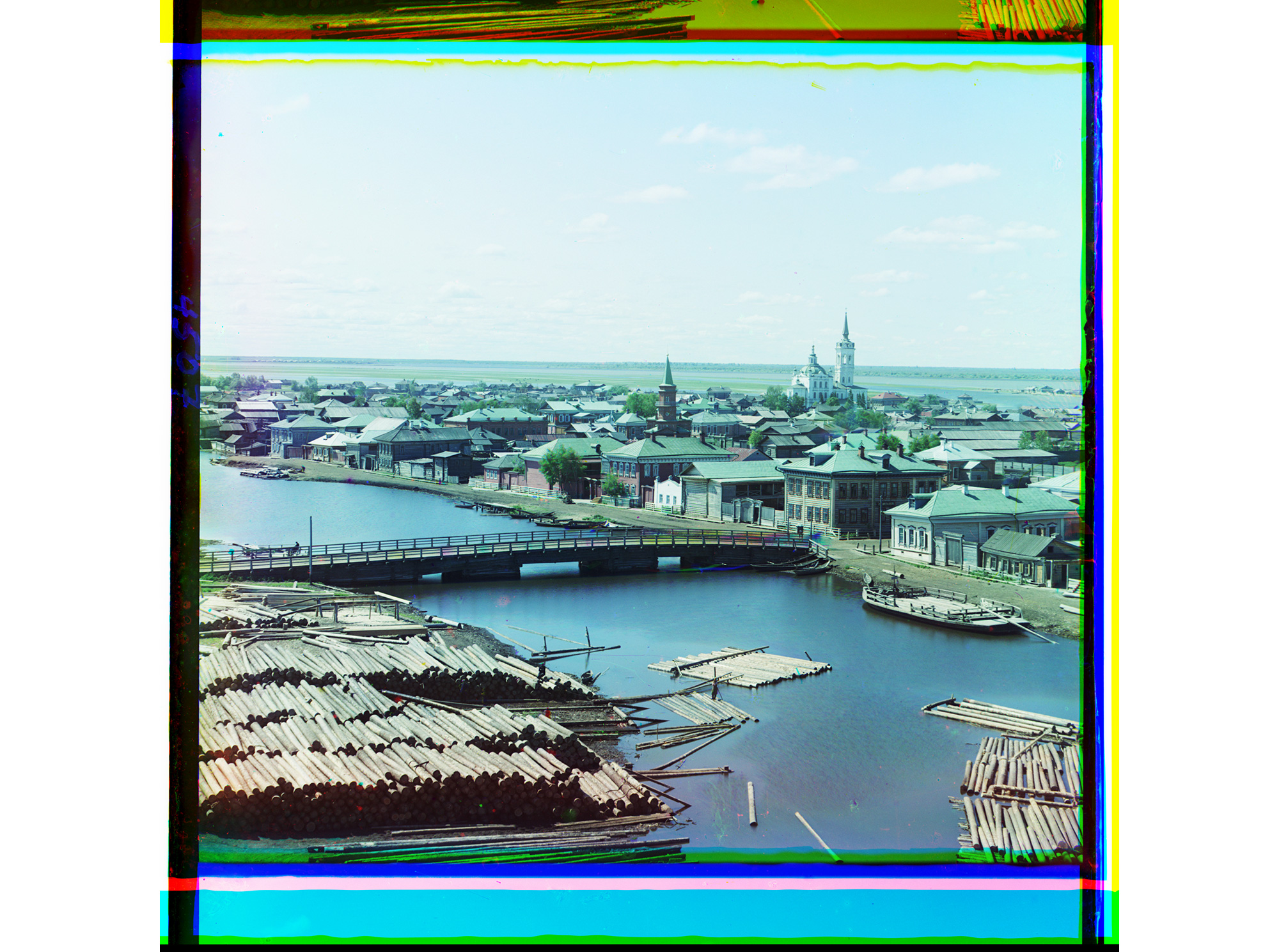 Blick auf die Stadt Tobolsk von Norden. Vom Glockenturm der Preobrashenskaja-Kirche aus, 1912