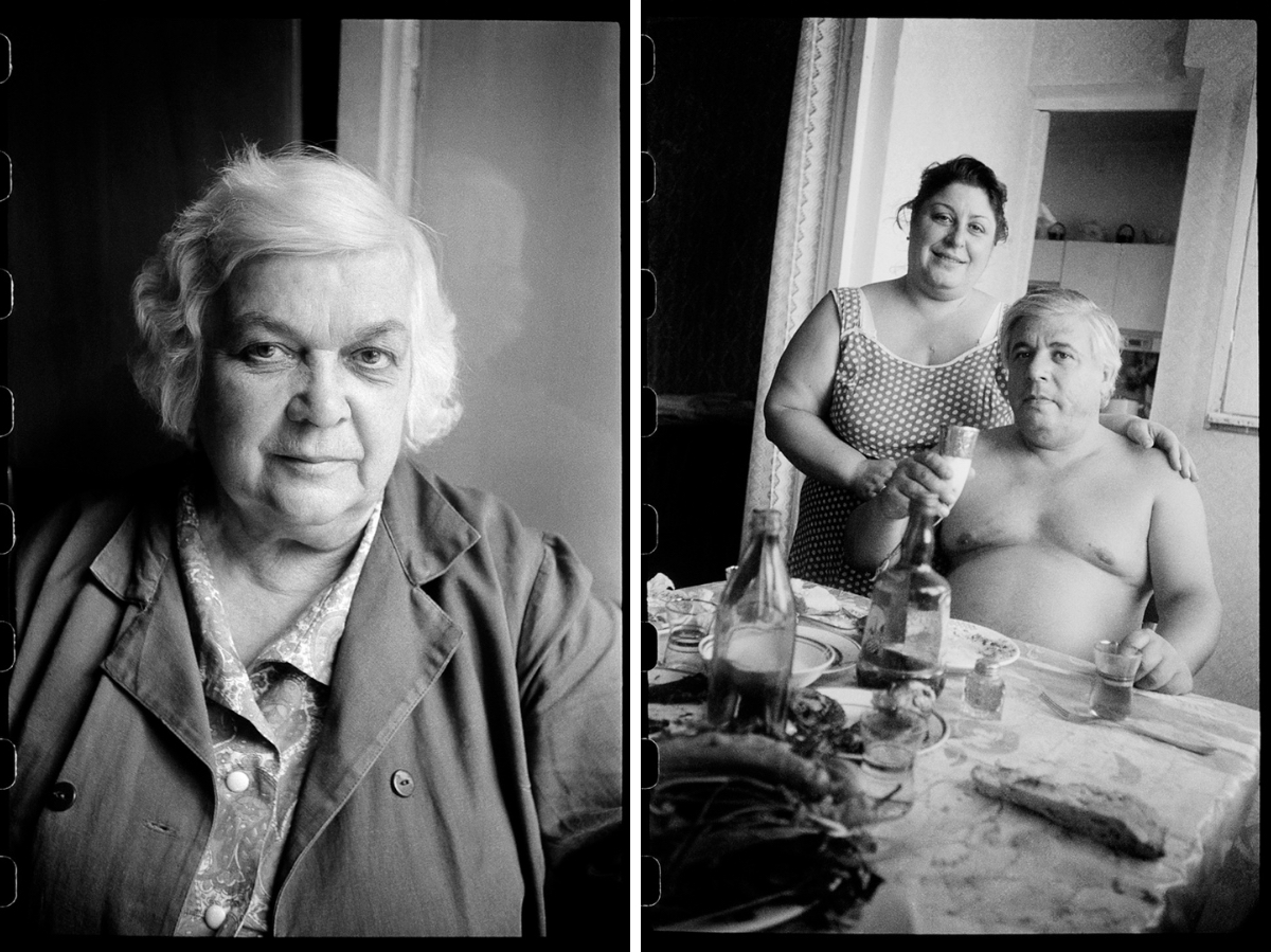  Garderobiere in der Theaterbibliothek, Leningrad, 1980 / rechts: Tiflis, 1989 © Fotos: Mascha Iwaschinzowa