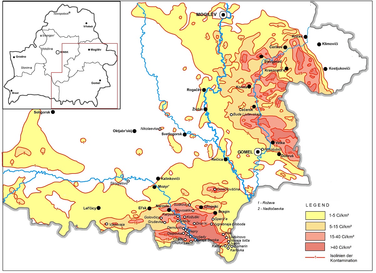 Cäsium-137-Belastung in der Republik Belarus, Stand Dezember 1989 / © Aliaksandr Dalhouski