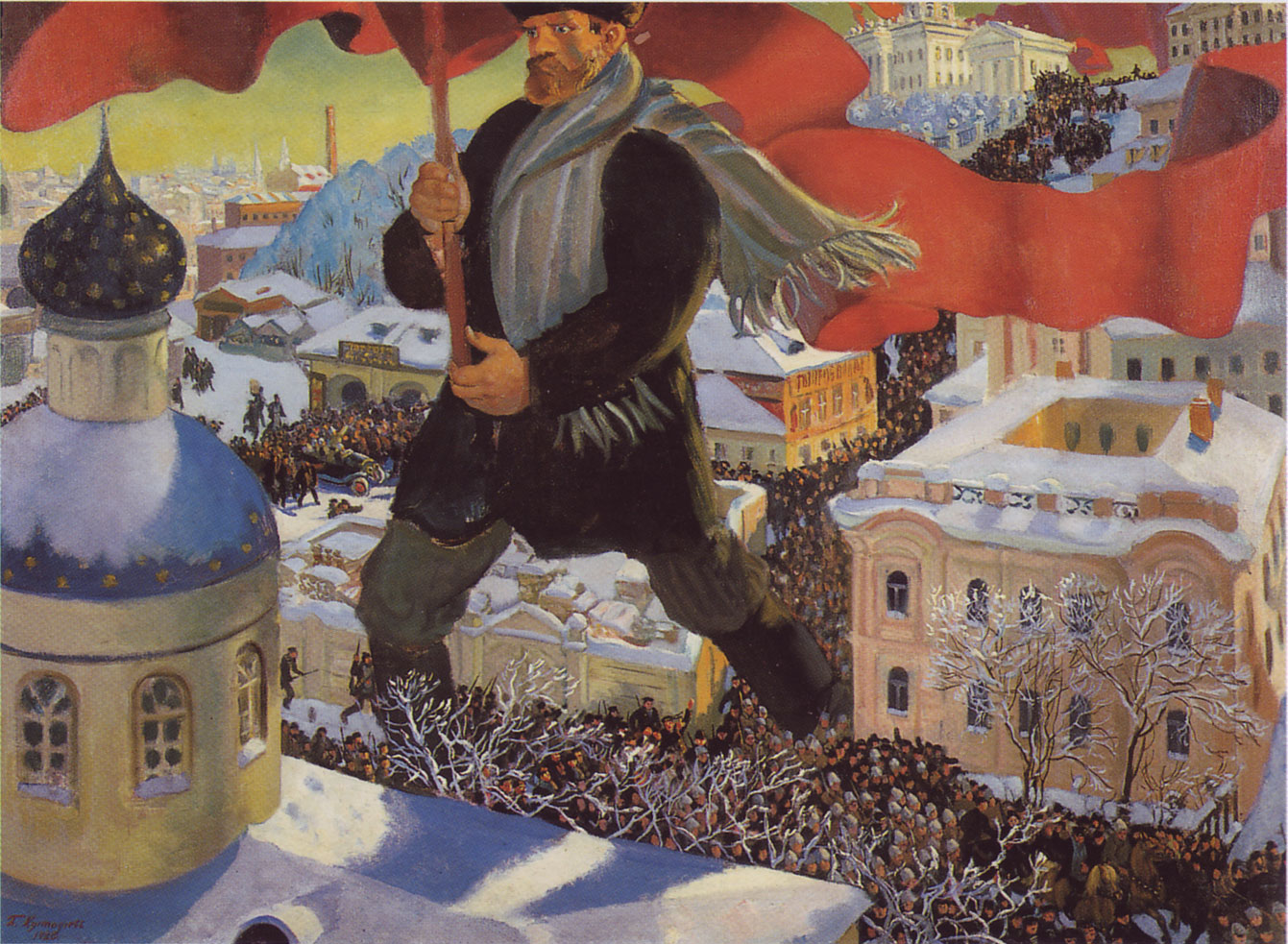 Der Bolschewik, Ölgemälde von Boris Kustodijew (1920) © Gemeinfrei