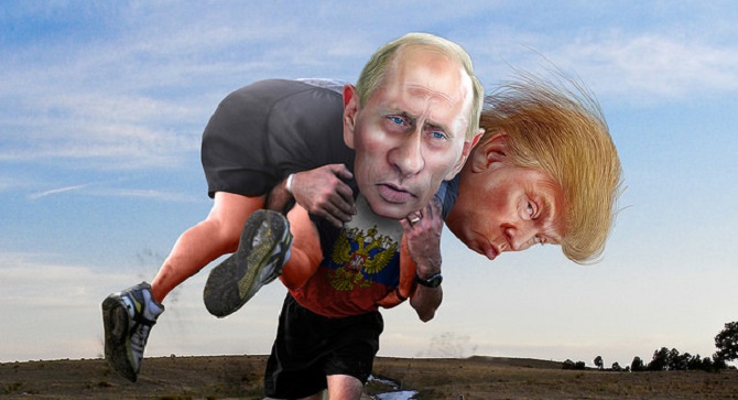 Donald Trump geschultert von Putin? – Bild © DonkeyHotey/flickr.com