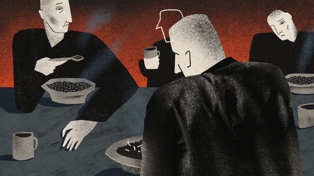 Sona, die Zone, ist ein russisches Synonym für Gefängnis, Lager. Der Jargon-Begriff geht zurück bis in die Zeit der Stalinschen Gulags. Er steht für die Abgeschlossenheit des Haftsystems mit eigenen Gesetzmäßigkeiten und sozialen Dynamiken, abgekoppelt vom restlichen Leben der Gesellschaft / Illustration © Ljalja Bulanowa