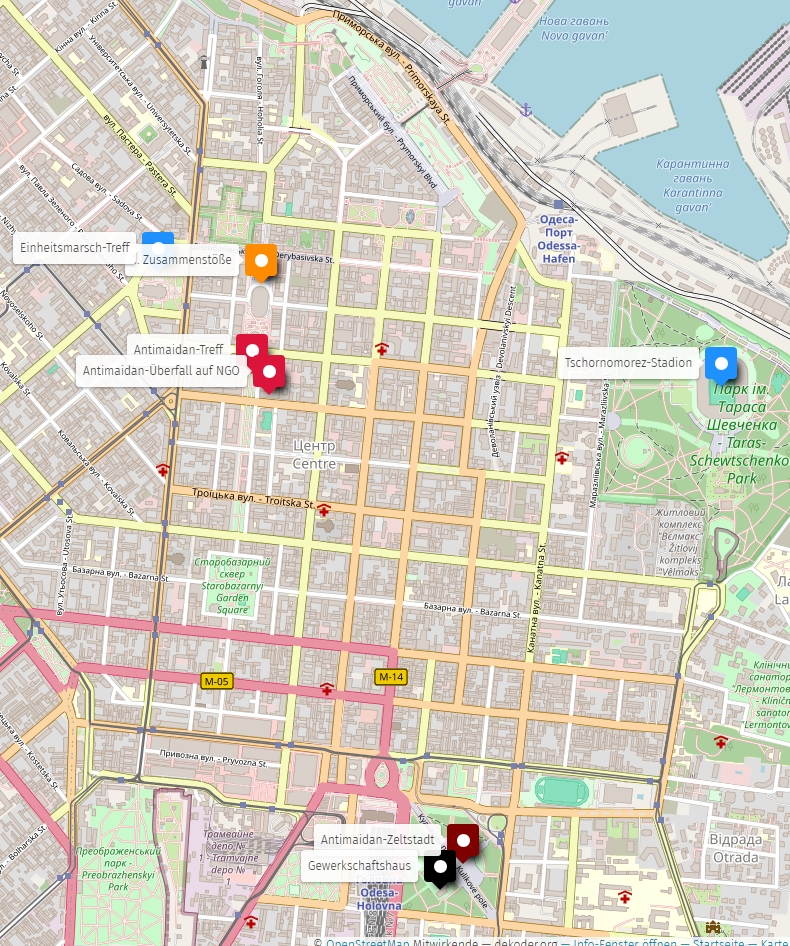 Karte der Proteste am 2. Mai 2014 in Odessa / © OpenStreetMap/uMap/dekoder