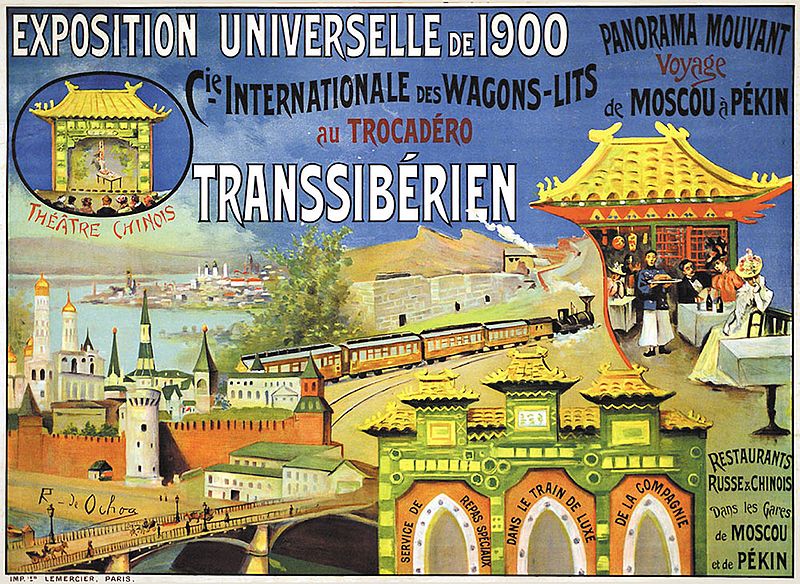 Plakat der Internationalen Schlafwagengesellschaft CIWL für die Weltausstellung von Paris 1900